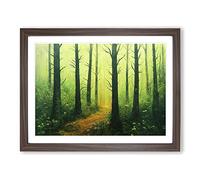 Summer Forest Pathway Vol.1 Framed Print | A4 Walnut Framed Wall Art | Ready to Hang | Modern Landscape Picture | Living Room Bedroom Lounge Office