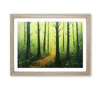 Summer Forest Pathway Vol.1 H1022 Framed Print for Living Room Bedroom Home Office Décor, Wall Art Picture Ready to Hang, Oak A4 Frame (34 x 25 cm)