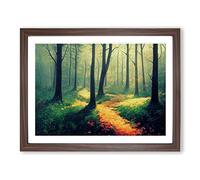 Summer Forest Pathway Vol.2 H1022 Framed Print for Living Room Bedroom Home Office Décor, Wall Art Picture Ready to Hang, Walnut A3 Frame (46 x 34 cm)