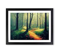 Summer Forest Pathway Vol.2 H1022 Framed Print for Living Room Bedroom Home Office Décor, Wall Art Picture Ready to Hang, Black A2 Frame (64 x 46 cm)