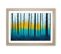 Summer Forest Splatter Vol.1 Abstract Framed Print | A4 Oak Framed Wall Art | Ready to Hang | Abstract Landscape Picture | Living Room Bedroom Lounge Office