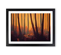Summer Forest Sunset Vol.2 Framed Print | A3 Black Framed Wall Art | Ready to Hang | Modern Landscape Picture | Living Room Bedroom Lounge Office