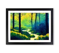 Summer Forest Watercolour Vol.1 Framed Print | A4 Black Framed Wall Art | Ready to Hang | Modern Landscape Picture | Living Room Bedroom Lounge Office
