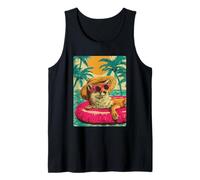 Summer Fox with Sunglasses Tropical Animal Pool Party Sunset Tank Top