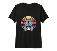 Summer French Bulldog Retro Sunset Vibes Premium T-Shirt