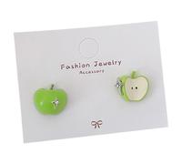 Summer Fresh & Playful Shaped Stud Earrings - Cute Oil Dripping Ear Accessories With Green & Red Designs Costume Earrings for Women (Green, One Size)