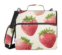 Summer Fresh Strawberries 1.5 Inch 3 Ringing Binder with Extra Pockets with Handle Includes Zip Pocket Portable Home Travel Storage Bag for Middle School