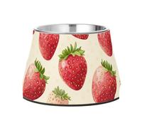 Summer Fresh Strawberries Feed Dog Bowl Enhanced Stainless Steel Pets Water Bowls for Loving Pet Whisker Friendly