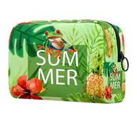 Summer Frog Tropical Green Cosmetic Bag for Women, Travel Toiletries Bags Large Makeup Handy Pouch Organiser Bag with Zipper