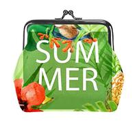 Summer Frog Tropical Green Women’s PU Leather Coin Wallets Girls Mini Buckle Coin Purse Pouch