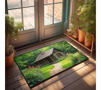 Summer Front Door Mat A Cozy Log Cabin Nestled In A Lush Doormat Pads & Mat Fall Door Mat Outdoor(40X60CM)
