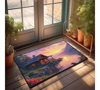 Summer Front Door Mat Log Cabin By The Lake At Sunset Doormat Pads & Mat Fall Door Mat Outdoor(50X80CM)
