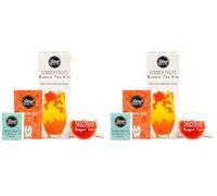Summer Fruit Bubble Tea Kit | Fruit Boba Tea Set Includes Peach Syrup, Strawberry Popping Boba, Tea Bag and Paper Straw | by THE TEASHED (Pack of 2)