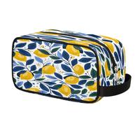 Summer Fruit Lemon Toiletry Bag for Travel, Cosmetic Makeup Bag Waterproof Polyester Shaving Bag for Men Women Kids, Portable Organizer for Bathroom Gym Vacation