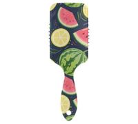 Summer Fruit Pie with Watermelon and Yellow Lemon anti static hair detangler brush Designed head massager scalp for wet hair with Ergonomic handle cepillo para pelo rizado