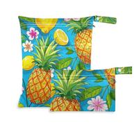 Summer Fruit Pineapple Lemon Blue Washable Wet Swimsuit Bag 2 Pack Travel Essentials for Babies with Handles for Pool