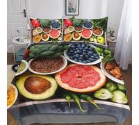 Summer Fruit Single Duvet Cover Sets Vegetables Bedding Single Bed Set 3D Print Ultra Soft Microfiber Quilt Cover 155 x 220 with Zipper Closure and 2 Pillowcases E-3021