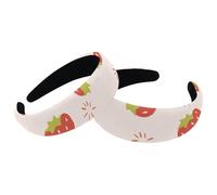 Summer Fruit Strawberries Pattern Hairbands for Women Girls, 2 Packs Wide Head Bands Hoops for Hair, Velvet Thick Padded Hairband Hair Band Hoops