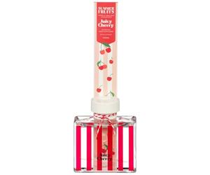 Summer Fruits Striped Reed Diffuser 100ml - Juicy Cherry - Fill Your Space With a Sweet and Summery Fragrance - Makes for a Fresh and Decorative Addition to Your Home