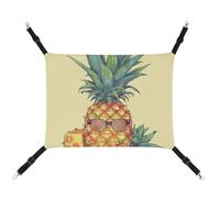 Summer Funny Pineapple Printed Pet Hammock for Cage Hanging Pet Hammock Bed with Metal Hooks for Guinea Pigs, Hamsters, Gerbils, Kittens, Cat Cages