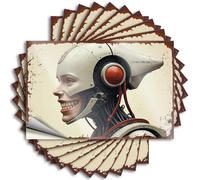 Summer Funny Sticker, Restroom Decor Hard Robotic Smile: A Cybernetic Portrait with Mechanical Teeth | Funny Quote Teen Decals(6X9CM)