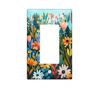 Summer Garden Light Switch Cover Plates/Outlet Covers, Colorful Spring Flowers for Home Décor, Decorative Wall Plates, Standard Size Single Rocker