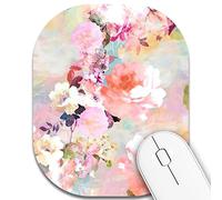 Summer Garden Small Mouse Pad,Mini Mouse Pad 6 x 7 Inch,for Laptop Keyboard Tray Wireless Mouse Home Office Travel,with Non-Slip Rubber Base, Waterproof Mouse Mat,Pink Flower