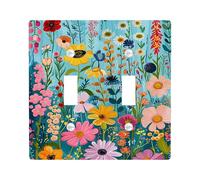 Summer Garden Switch Cover Plates Blue Country Flowers for Wall Decor Wall Plaques Standard Size Double Rocker