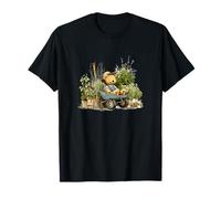 Summer Garden with Big Plants and Teddy Bear T-Shirt