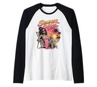 Summer Ghoul Zombie Girl Goth Summer 80s Sunset Beach Raglan Baseball Tee