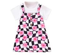 Summer Girl Dress 2-Piece Fashion Casual Suspender Outfits Spaghetti Strap Skirt Suit Toddler Girls Dresses 1-7 Years Pink