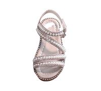 Summer Girls' Sandals Korean Edition Little Girls' Pearl Open Toe Princess Shoes Little Medium And Big Children's Performance Shoes House with (Pink, 11.5 Little Child)