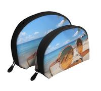 Summer Glasses and Beach Portable Shell Cosmetic Bag Set - Travel Makeup Organiser with Zipper & Inner Compartments
