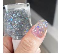 Summer Glitter Nail Polish, Quick Dry, Easy to Apply, No UV Lamp Needed, High Coverage & Long Lasting Gel Effect for Women (07# Crystal Confetti)