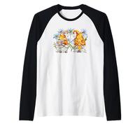 Summer Gnome with Bees and Daisy Flowers for Beekeeper Raglan Baseball Tee