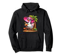 Summer Goose on a Beach Chair Drinking a Coconut Vacation Pullover Hoodie