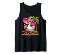 Summer Goose on a Beach Chair Drinking a Coconut Vacation Tank Top