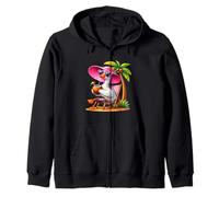 Summer Goose on a Beach Chair Drinking a Coconut Vacation Zip Hoodie