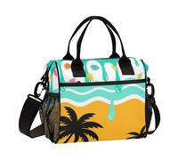 Summer Graffiti Art Palm Trees Lunch Box for Girls Adjustable Large Lunch Tote Bag with Shoulder Strap Teenage Office S
