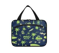 Summer Green Blue Elements Hanging Travel Make up Bags Women with Hook, Designer Cute Makeup Organizer Bag for Travel Make up Cruises kit de para Mujer L