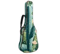 Summer Green Cactus Succulents Flowers and Birds Padded Guitar Bag, Protective Acoustic Guitar Cover Gig Bag for Electric Bass Classical Guitar