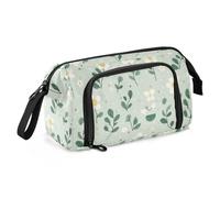 Summer Green Little Flowers Pencil Case Organizer Large Capacity Stand Up Pencil Case Portable for Preppy High School estuches para lapices de ninos