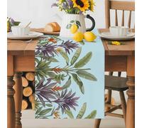 Summer Green Lush Palms Leaf on Blue Table Runner 70 Inches Long,Table Runners Kitchen Dining Tables Decoration for Home Party Decor, Exotic Botanical Tables Runner Wedding Dresser Scarf