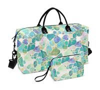 Summer Green Turquoise Stones Decorative Carry On Shoulder Weekend Tote Gym Carry on Duffel Bags with Toiletry Bag for Yoga Large Capacity bolsas para