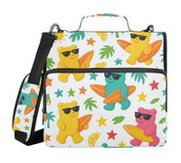 Summer Gummy Bears Pattern 3 Rings 3.8cm Office Binder Organizer With Handle And Removable Shoulder Strap Includes Zipper Pocket Zipper Wallet For School