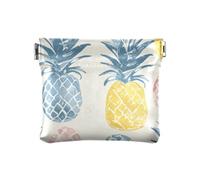 Summer Hand Drawn Pineapple Squeeze Coin Purse Pouch Change Holder PU Leather Mini Wallet Coin Pocket for Women Girls Men