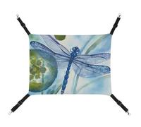 Summer Hand Painted Blue Dragonfly Printed Pet Hammock for Cage Hanging Pet Hammock Bed with Metal Hooks for Guinea Pigs, Hamsters, Gerbils, Kittens, Cat Cages