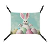 Summer Happy Easter Eggs Bunny Tail1 Printed Pet Hammock for Cage Hanging Pet Hammock Bed with Metal Hooks for Guinea Pigs, Hamsters, Gerbils, Kittens, Cat Cages