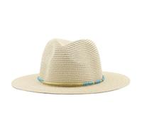 Summer Hat Adjustable Jazz Straw For Men And Women Fedora Sun Beach Rose For Travel(Beige,60-62CM Adjustable)