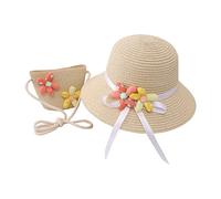 Summer Hat Bag Set Woven Wide Brim Sun Beach Hats with Shoulder Bag Outdoor Outfit Set for Girls Kids Kids Rain Hats (Beige, One Size)